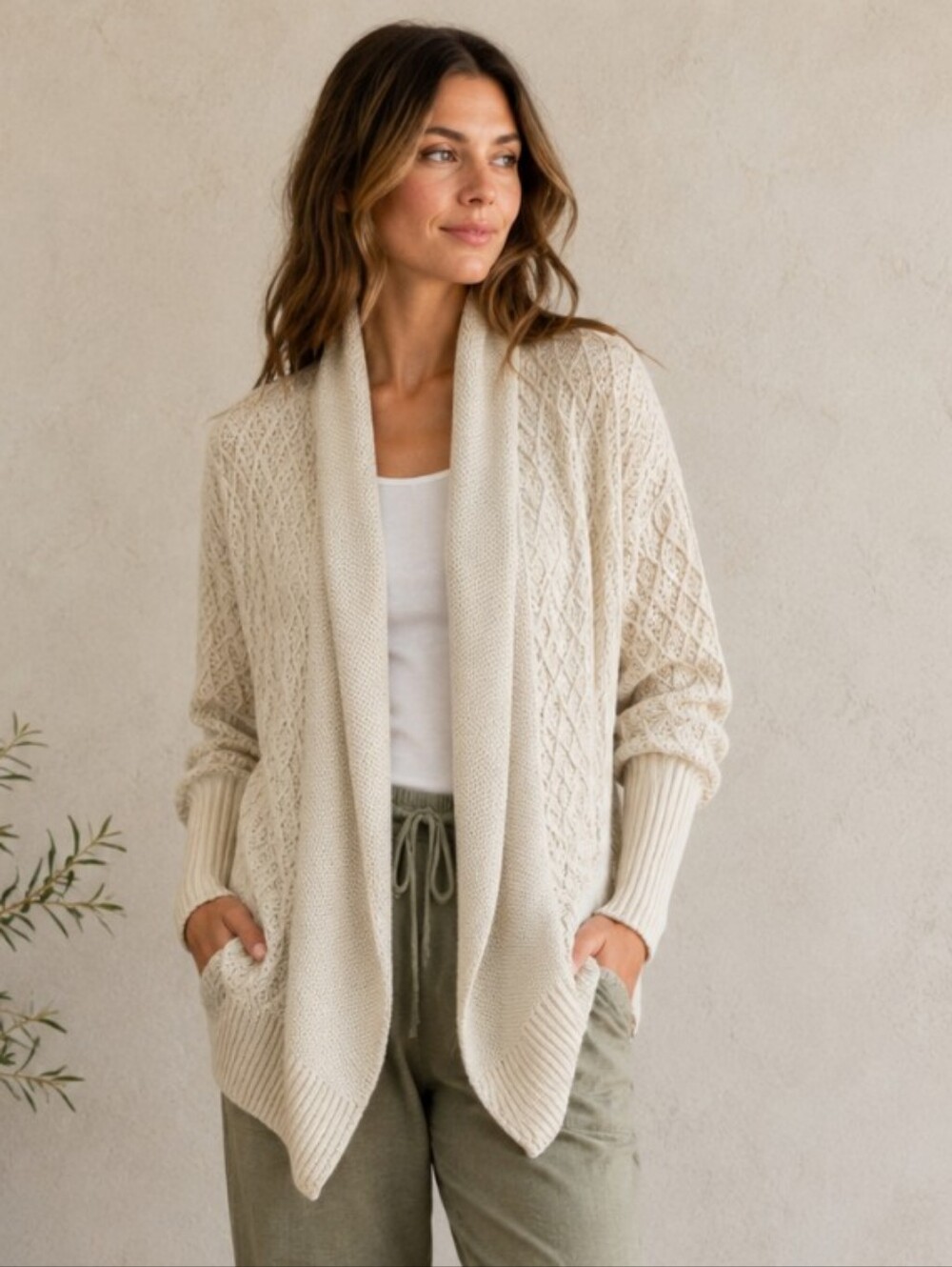 prAna Diamond Weave Sweater Duster Shawl Wrap Wool Blend Size Small Loungewear - Picture 1 of 8